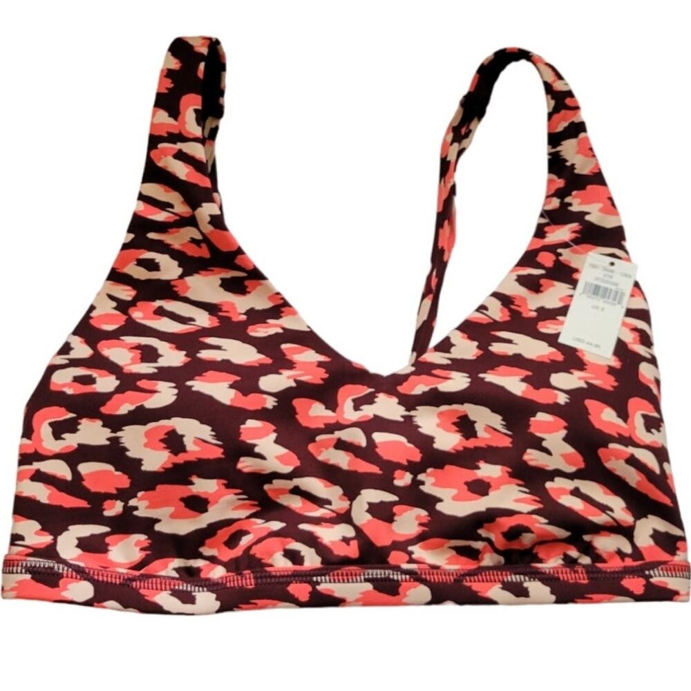 NWT Offline Aerie Leopard Print Mesh Back Sports Bra Brown & Pink Athleisure - S